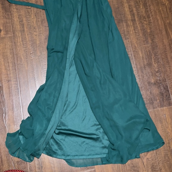Size Small Birdy Grey A-line Forest Green Maxi Chiffon Dress - Picture 3 of 3